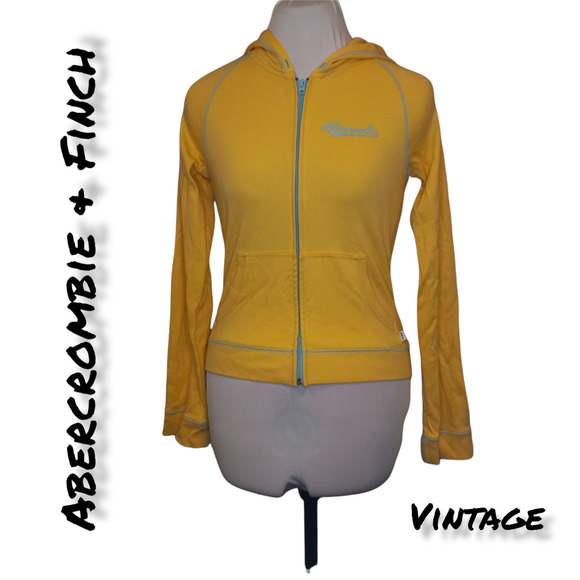 Abercrombie & Fitch Tops - Y2K Vintage Abercrombie & Fitch Soft Yellow Zip Up Hoodie